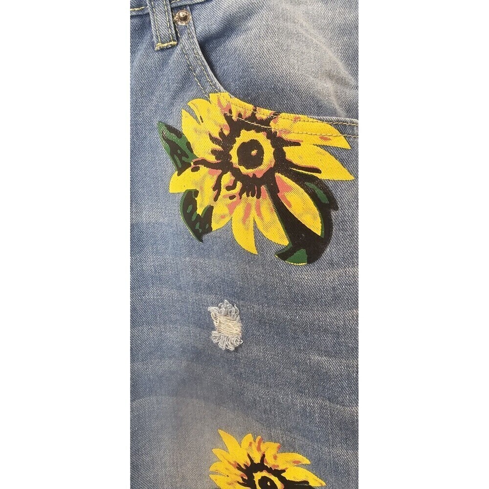 Misslook Sunflower Sz XL Jeans Anthropologie Hippie Boho Blue Distressed Denim - Picture 3 of 11